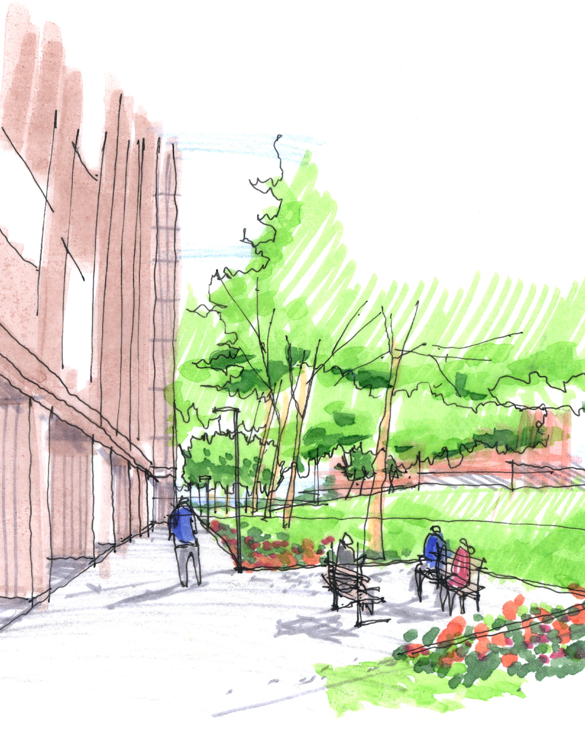 Sketch 01 green space next to Co-op building