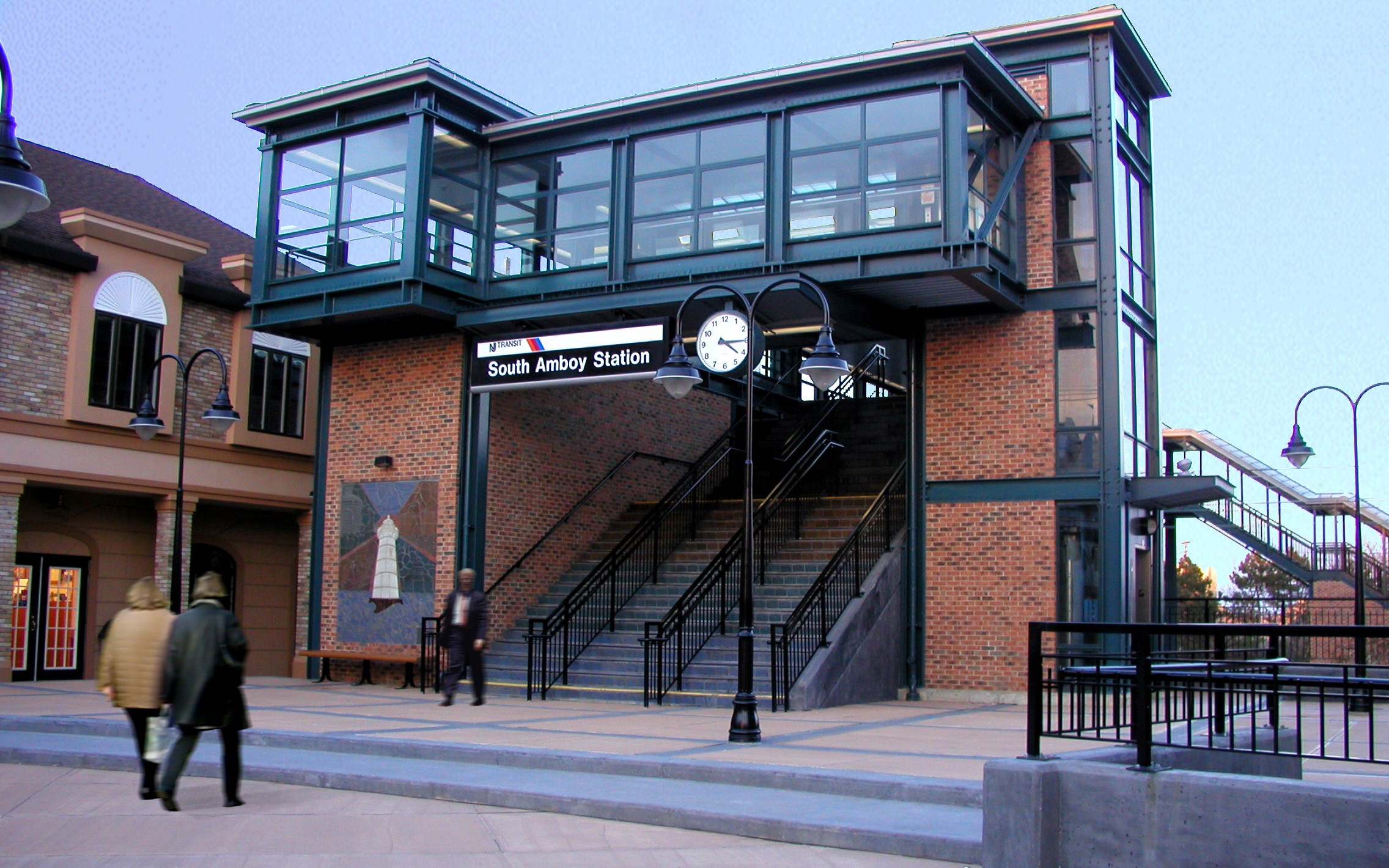 South Amboy 17_V2 Commuters entering South Amboy Station via the new urban plaza
