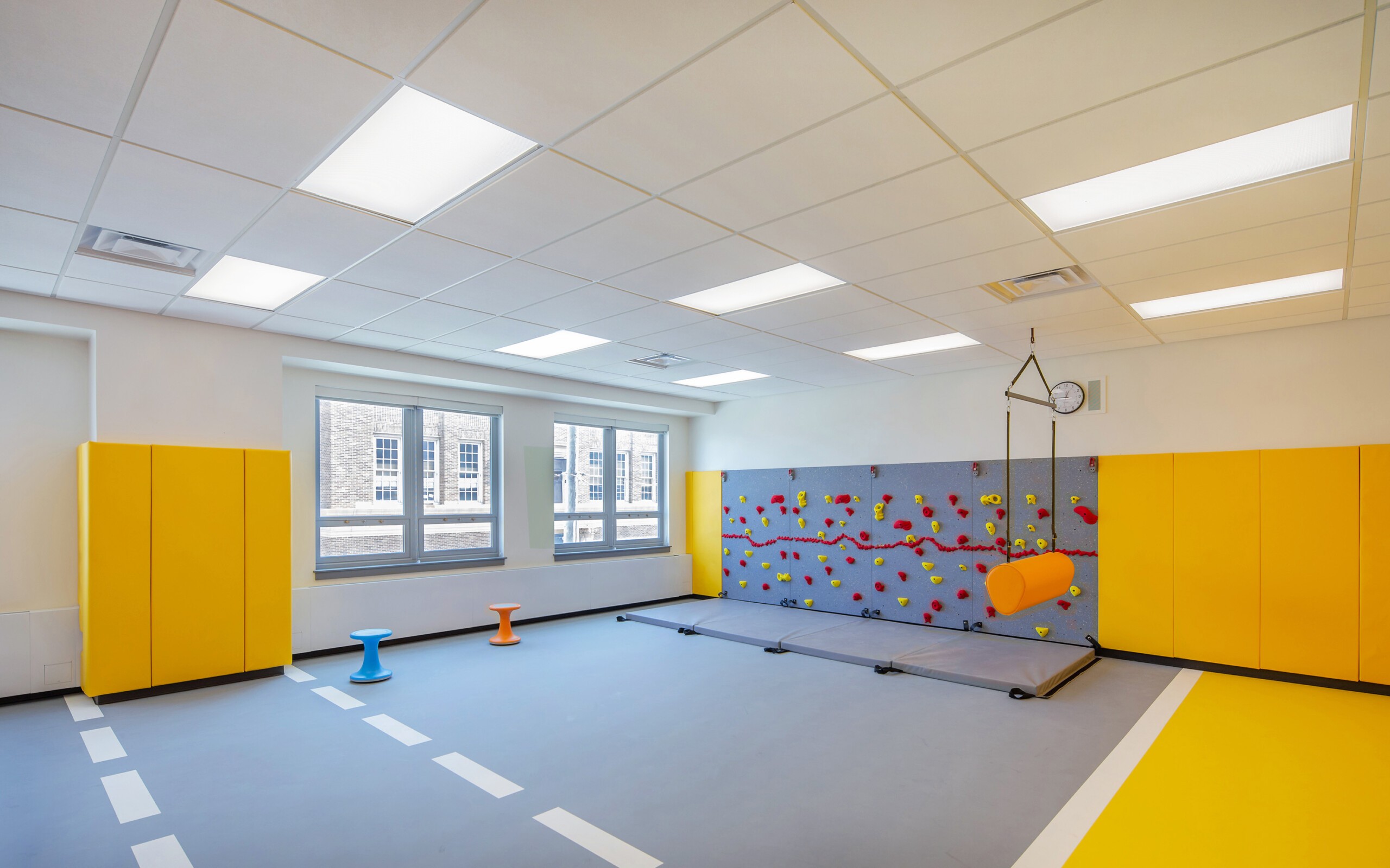 PS 256Q children's yellow activity/gym room