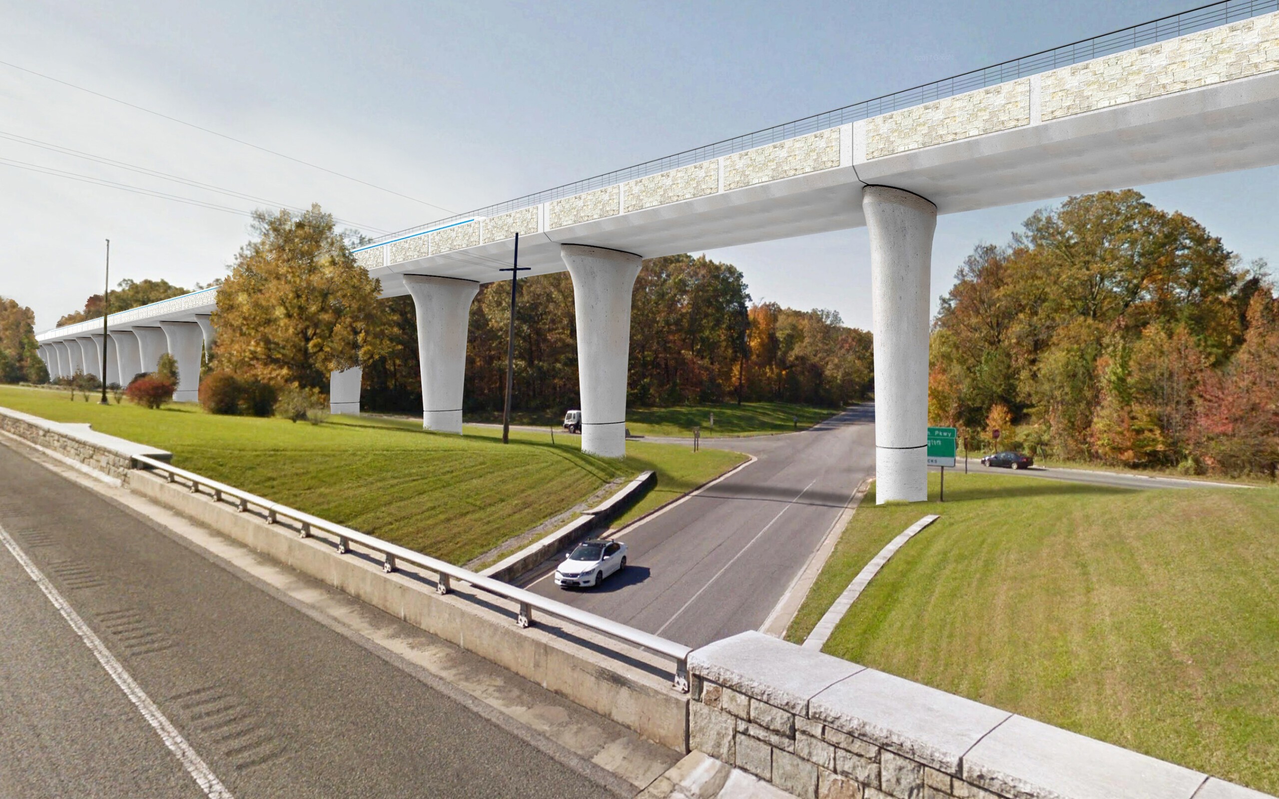 1B-J1-SB-BW-Parkway-at-Powder-Mill-Rd_V2 Northeast Maglev proposed elevated track